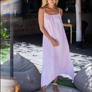 Flora Batik Woven Rayon Maxi Dress/Cover Up Pink/White NWOT